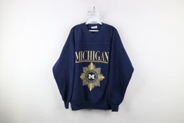 Vintage 90s Mens Large Faded Spell Out University of Michigan Heavy Swea... - £51.31 GBP