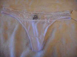 Women&#39;s City Streets Juniors Jersey Thong Panties White W Lace NEW Large - £7.03 GBP