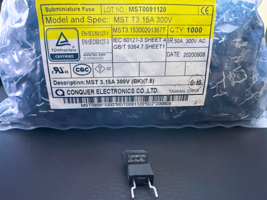 25Pcs MST 3.15A 300V Conquer Miniature THT Time-Lag Micro Fuse 300VAC T3... - €5,74 EUR