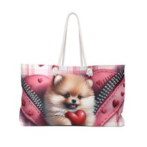 Weekender Bag, Cute Dog, Pomeranain, Zipper, Valentines Day, Large Weekender Bag - £38.74 GBP