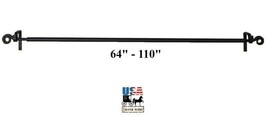EXTRA LARGE IRON SCROLL CURTAIN ROD - Adjustable 64&quot;-110&quot; Amish Handcraf... - $109.97