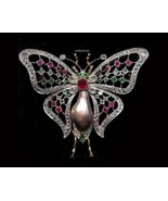 Butterfly Rose Cut Diamond Brooch, 925 Sterling Silver Jewelry, Edwardia... - $6,552.09 MXN