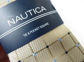Men's  Nautica Tie and Hankie Set Woven Silky Feel #Nautica-1 Beige image 2