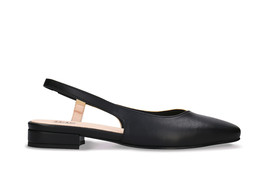 Flache vegane Damen-Slingbacks Schuhe aus veganem Leder Apfelhaut Schwar... - $115.69