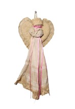 Handmade Rag Doll Hanging Angel Decor Primitive Vintage Quilted Wings Cr... - $17.09