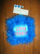 NEW Java Junkie Christmas Ornament coffee theme blue w/ pink lettering, ... - $7.50