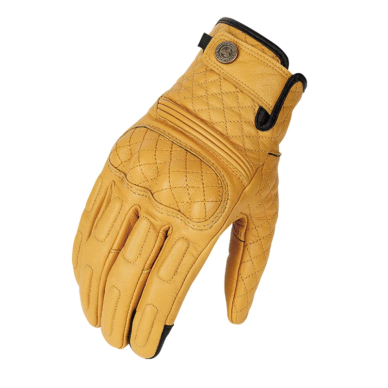Leather Retro Motorcycle Gloves Men Touch Screen Motocross Gloves Full Finger Mo - £331.73 GBP