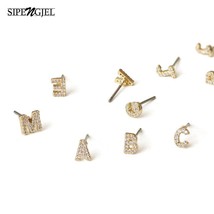 SIPENGJEL Fashion Korea Initail Letter Stud Earrings For Women Dainty DIY Name C - £6.56 GBP