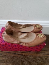 Tory Burch Allie Ballet Flat in Tory Navy Nude Leather Gold Logo Hardwar... - $84.14