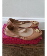 Tory Burch Allie Ballet Flat in Tory Navy Nude Leather Gold Logo Hardwar... - £67.04 GBP