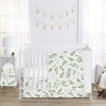 Sweet Jojo Designs Floral Leaf Baby Girl Nursery Crib Bedding Set - 4 Pieces - G - £147.61 GBP