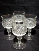 Vintage Indiana Glass 5.25&quot; Juice Wine Glasses Goblet Diamond Point - Set Of 4 - £18.83 GBP