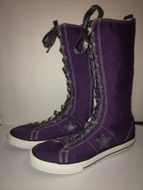 NEW Converse One Star Calf High Women 6 Purple Laces Junior Youth Shoes Tops - £195.72 GBP