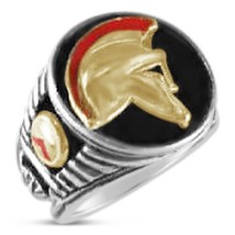 Spartan Helmet Mens Coin ring  Bronze  Sterling silver .925 - £60.40 GBP
