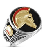 Spartan Helmet Mens Coin ring  Bronze  Sterling silver .925 - £61.53 GBP