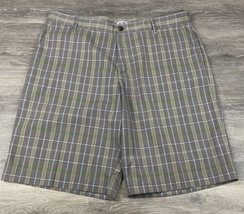 Adidas Golf Shorts Mens Size 38 Tan plaid pockets polyester EUC - £13.84 GBP