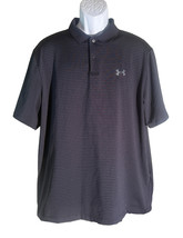 UNDER ARMOUR Men&#39;s Short Sleeve Button Down Striped Polo Shirt Black XL - $202.80 MXN