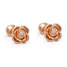 New Sale 14K Rose Gold Over Round CZ Rose Children Screwback Baby Girls Earrings - £29.46 GBP