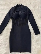 Hot Sale Winter Women  Long Sleeve O Neck Purple Black   age Dress Elegant Celeb - £95.00 GBP
