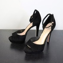 Jessica Simpson Women&#39;s 8.5M Beeya Black Suede Leather Peep Toe High Heels - £19.66 GBP
