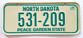 Vtg 81 North Dakota BICYCLE LICENSE PLATE-531-209-Bike-White Green-Metal... - $11.24