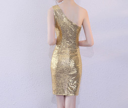 Gold One-Shoulder Sequin Dress Bridesmaid Plus Size Sequin Gown image 2
