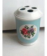 Martha Stewart Everyday Toothbrush Holder  Floral on Blue and White - $9.99