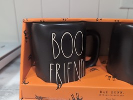 Rae Dunn Halloween Mugs Boo Friend Ghoul Friend Ceramic Cups Black Set Of 2 New - £15.87 GBP