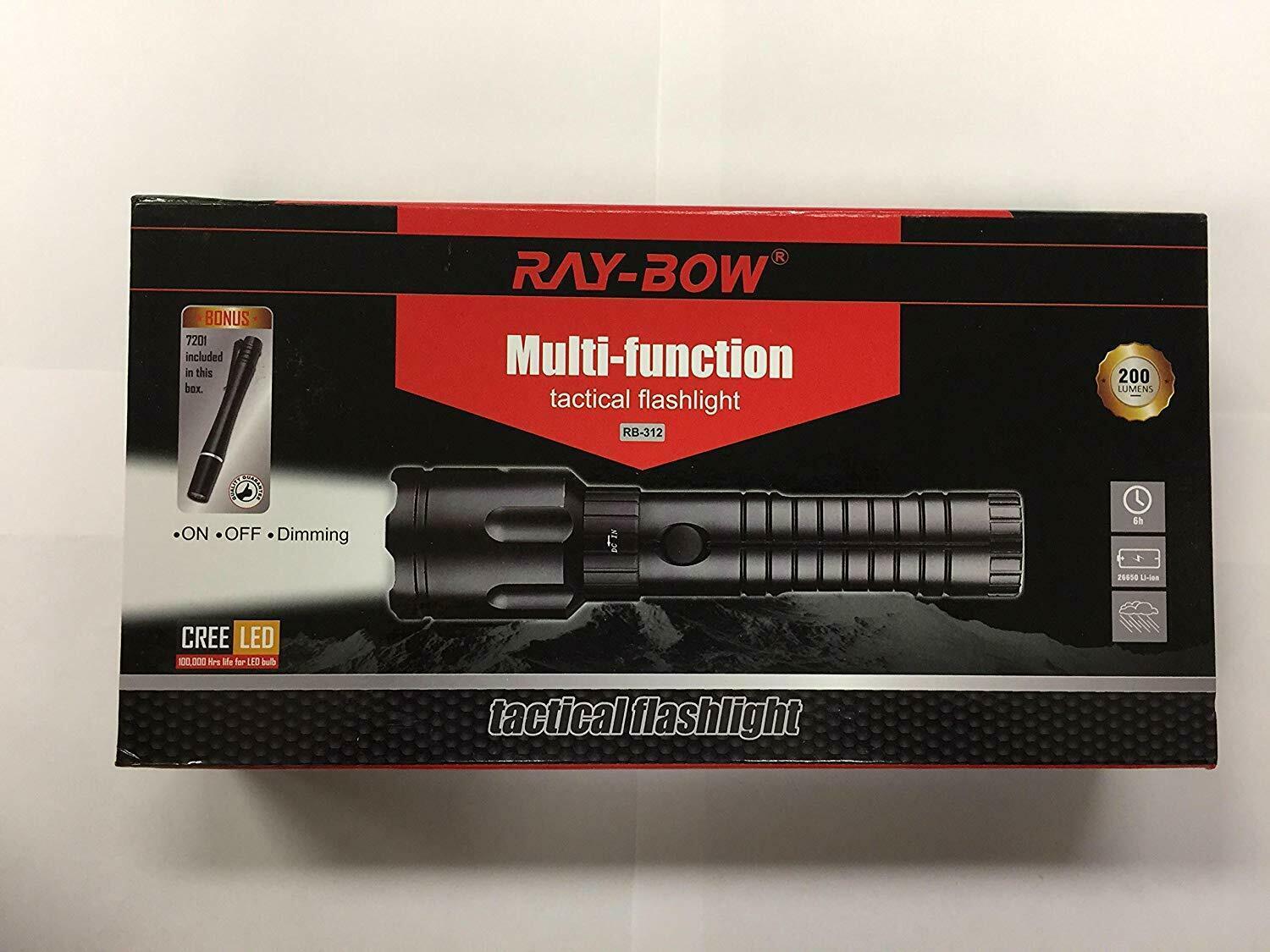 Primary image for Ray-Bow RB-312 200-Lumens Multi-Function Rechargeable LED Flashlight 100-240 V