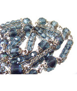 Vintage Teal Blue Lucite Necklace Silver Tone Filigree Long  - £15.73 GBP