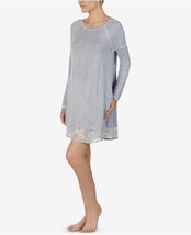 Layla Plus Size Printed Solid-Hem Sleepshirt,Grey Heather 2X - £23.58 GBP