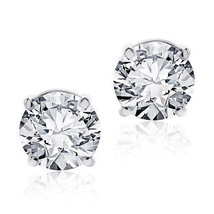 1.00 Ct Round Brilliant Cut Pushback Basket Stud Earrings Solid 14 K White Gold - $44.54