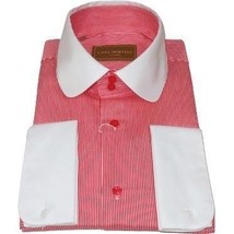Men 100% Cotton Dress Shirt CIERO MONTERO Turkey 1A99-53 White Red Slim Fit image 3