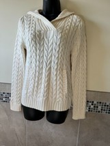 NWOT RALPH by RALPH LAUREN Ivory Thick Cable Knit Sweater Hoodie SZ M - £69.33 GBP