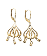 14k Dangle Earrings Yellow Gold Italy Open Work Lever Back Pierced 3.03 ... - $7,150.19 MXN