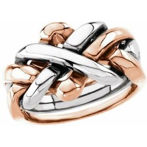 Authenticity Guarantee 
14k Rose and White Gold 4 Piece Puzzle Ring - £1,527.67 GBP+