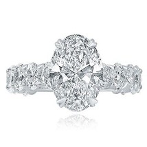 GIA Oval 3.05Ct F-VS1 Lab Grown Diamond (5.93TCW) Engagement Ring 18k White Gold - £4,842.62 GBP