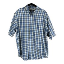 Roundtree &amp; York Mens Shirt Size Medium M Blue Plaid Button Up Short Sleeve  - £15.34 GBP