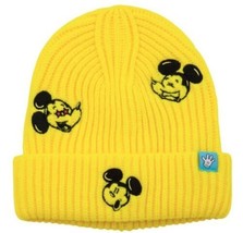 Disney Artist Series Rafael Faria Mickey Mouse Yellow Winter Knit Cap Beanie Hat - £23.48 GBP