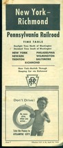 PENNSYLVANIA RAILROAD New York-Richmond 4-page Time Table April 24, 1960 - £7.89 GBP