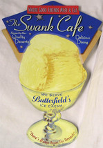 Swank Cafe Butterfield&#39;s Ice Cream Die cut Rustic/Vintage Metal Sign - £19.66 GBP