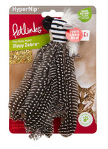 Petlinks Safari HappyNip Zippy Zebra Feathers Catnip Toy Black/White 1ea/MD - £9.45 GBP