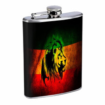 Rasta D2 8oz Hip Flask Stainless Steel Reggae Lion Jamaican Colors Leaf - £11.62 GBP