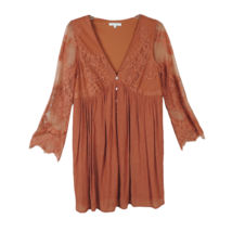 Baevely orange lace sleeves dress Sheer Lined Midi Dress Size Small Boho... - £27.66 GBP