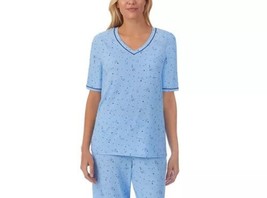 Cuddl Duds Womens Printed Short Sleeve Pajama Top Only,1-Piece Small Blue Stars - £27.61 GBP