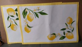 Lemon Fruit Cotton Placemats 2pc White Yellow 19x13 Design Imports Table... - $17.58