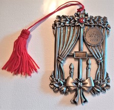 Bejeweled Avon 2008 Candles Window Pewter Christmas Ornament Red Tassel ... - £7.27 GBP