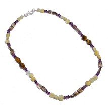 Natural Aventurine Smoky Quartz Amethyst Gemstone Beads Necklace 17&quot; UB-6218 - £7.84 GBP