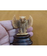 (tb-bird-22) lil dancing tan Horned Owl TAGUA NUT palm figurine Bali lov... - £40.97 GBP