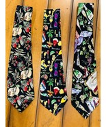 Vintage 90&#39;s Lot 3 Men&#39;s Silk Nicole Miller Novelty Neck Tie Cocktail Time - $31.94 CAD